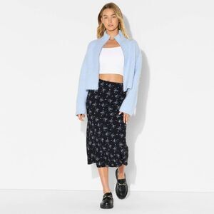 Women's Full Zip Mock Turtleneck Cardigan - Wild Fable Light Blue M